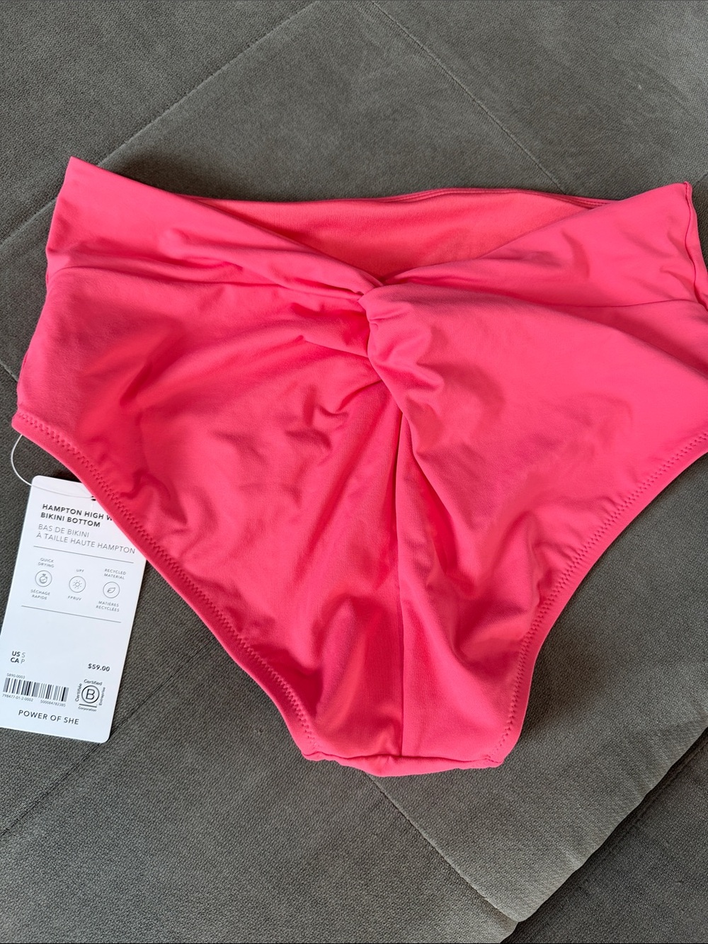 High-Waist Twist Bikini Bottom - Coral